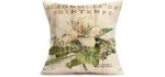 Tlovudori Throw Pillow Covers Vintage Board Flower Print Cotton Linen Retro Magnolia Blossom Leaves Decor Cushion Case Cover with Words Lettering for Couch Sofa 18x18 Inch (Magnolia a Grandee Fleurs)