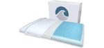 Bluewave Bedding Ultra Slim CarbonBlue Max Cool Gel Memory Foam Pillow for Stomach and Back Sleepers - Thin and Flat for Spinal Alignment and Enhanced Sleeping (Full Pillow Shape, Standard Size)