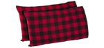 Amazon Brand – Stone & Beam Rustic Buffalo Check Flannel Pillowcase Set, Standard, Red and Black