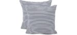 Blue Farmhouse Striped Throw Pillow Covers Decorative Polyester Linen Ticking Soft Cushion for Couch, Living Room, Bedroom, Sofas Home Deco Pillowcase 18x18 Inch (18”x18”, Navy, Pack of 2)