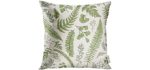 Golee Throw Pillow Cover Green Leaf Floral in Vintage Style Leaves and Herbs Botanical Boxwood Seeded Eucalyptus Fern Maidenhair Decorative Pillow Case Home Decor Square 18x18 Inches Pillowcase