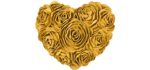 JWH 3D Rose Flower Handmade Accent Pillow Valentine's Day Cushion Decorative Heart Shape Pillow Case Home Couch Bed Living Guest Room Chair Car Decor Wife Girlfriend Gift 13 x 16 Inch Gold Yellow