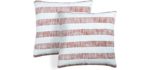 Unity Home Cotton Throw Pillow Covers 18X18 Set (Pack of 2, Red) Woven Stripe Decorative Square Throw Pillow Striped Cushion Cover, Pillow Case