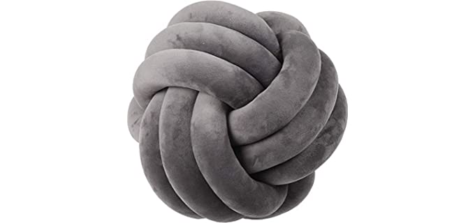 Xizi Knot Ball Cushion Pillows,Cushion Plush Throw Knotted Pillow Handmade Round Pillow Knotted Bedroom Decor for Baby Room (Dark Gray, 7.87)