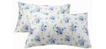 YIH Cotton - Blue Floral Pillow Cases