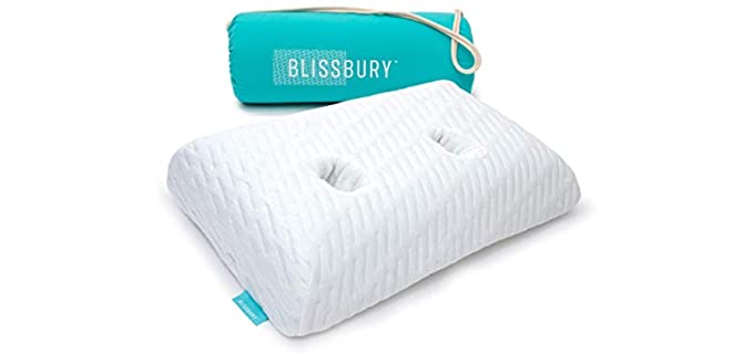 BLISSBURY Ear Pillow with Ear Hole for Sleeping with Sore Ear Pain | Adjustable Memory Foam Pillow with Holes for chondrodermatitis CNH Pain | Ear Piercing Protection | Support earplugs for Sleep