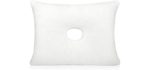 Firm Memory Foam Pillow with an Ear Hole - 2 Pillowcases - Helps Reduce Ear Pain from CNH, Pressure Sores, Post Ear Surgery, Ear Pain or Ear Plugs - Non-Adjustable