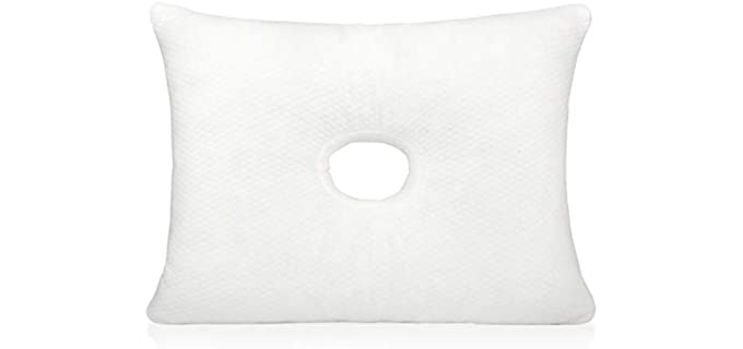 Firm Memory Foam Pillow with an Ear Hole - 2 Pillowcases - Helps Reduce Ear Pain from CNH, Pressure Sores, Post Ear Surgery, Ear Pain or Ear Plugs - Non-Adjustable