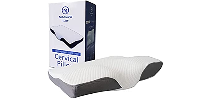 Maxlife Contoured Memory Foam Pillow ​- Orthopedic Pillows for Neck Pain - Pillow for Neck and Shoulder Pain - Contoured Pillow for Neck Support - Therapeutic Pillow