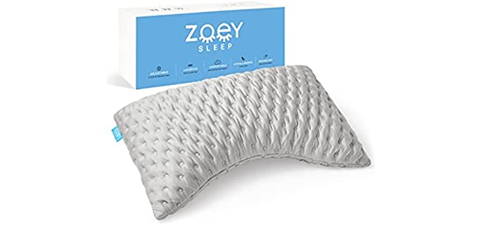 Side Sleeper Pillow - Neck Pillows for Pain Relief Sleeping - Queen Size Bed Pillow with Removable Washable Case - Back and Shoulder Support with Adjustable Memory Foam - 19