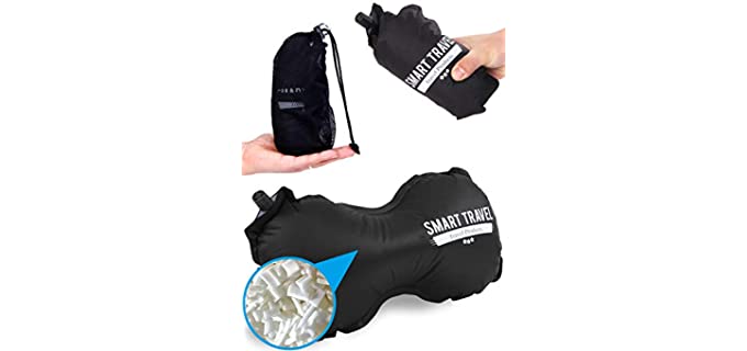 SmartTravel Inflatable Lumbar Support Pillow for Airplane-Travel Self-Inflating Back Travel Pillow