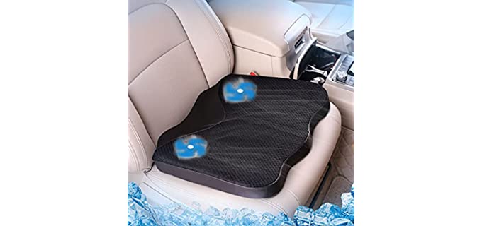 LARROUS Memory Foam Cooling Seat Cushion - Ventilated Car Seat Cushion with USB Plug Switch - Universal Fit for Car Seat, Office Chair and Home