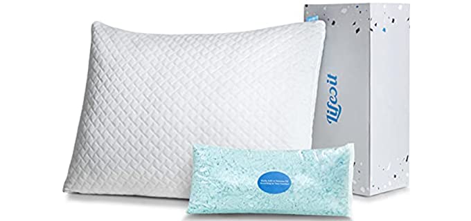 Lifewit Premium Shredded Memory Foam Pillow - Adjustable Loft Hypoallergenic Cooling Pillow for Side, Back, Stomach Sleepers, Washable Cover - CertiPUR-US Certified -Queen