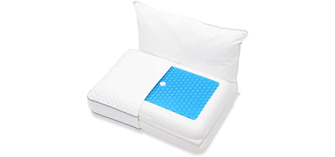 Winthome Adjustable Memory Foam Pillows for Sleeping| 5-Layer Cores,Gel-Infused Surface,Machine Washable Cotton Cover| Standard Size,Cooling Bed Pillow for Back, Stomach or Side Sleepers