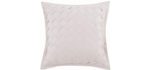 Charisma Blush Riva Square Basketweave Decorative Pillow-Soft and Luxurious Cotton Sateen Fabric, 18 x 18
