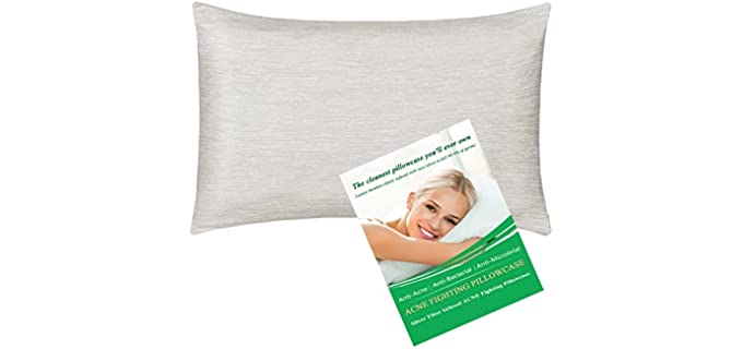 Superior Anti-Acne Pillowcase with Silver Infused Technology, Acne Fighting Pillow Case to Clean Skin with Ultra Soft and Breathable Bamboo Fabrics（1 Anti-Acne Pillowcase） (1)