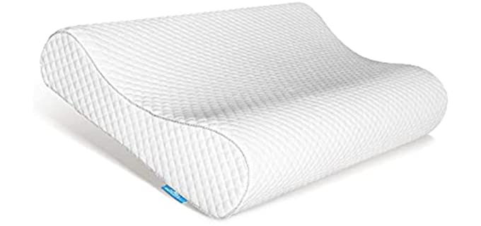 AM AEROMAX Contour Memory Foam Pillow, Neck Orthopedic Sleeping Pillows, Cervical Pillow for Neck Pain Relief with Washable Pillowcase for Side, Back and Stomach Sleepers.(Soft & White)