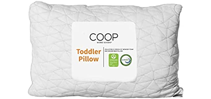 Coop Home Goods - Toddler Pillow (14x19) - Premium Cross-Cut Memory Foam - Soft Touch Lulltra Washable Cover from Bamboo Derived Rayon - CertiPUR-US/GREENGUARD Gold Certified