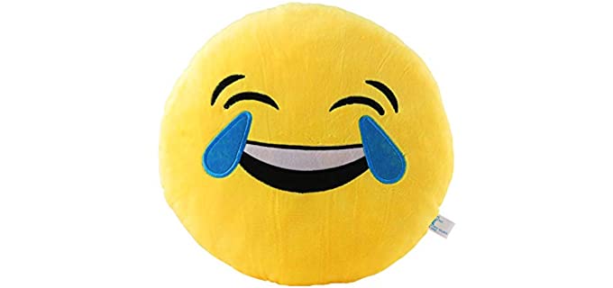 Laugh Till you Cry Pillow 12.5 Inch Large Yellow Smiley Emoticon