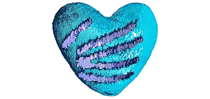 Play Tailor Mermaid Throw Pillow with Insert Reversible Sequins Pillow Heart Shape Decorative Cushion(13