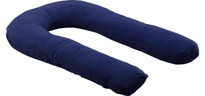 Comfort-U Total Body Pregnancy Support Pillow with Navy Plush Cover. Full Size. Comfort U Total Body Support.