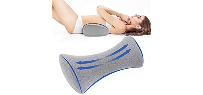 Lumbar Support Pillow for Sleeping Memory Foam Lumbar Stretch Pillow for Lower Back Pain Relief Pregnant Pillows Seniors Lumbar Support Pillow for Bed (Light Grey)