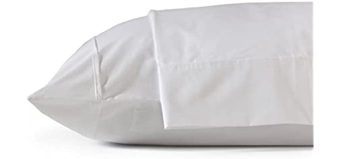 100% Cotton Percale Pillowcases Queen Size, White, 2 Pieces of Pillow Cases, Crisp and Cool Strong Bed Linen