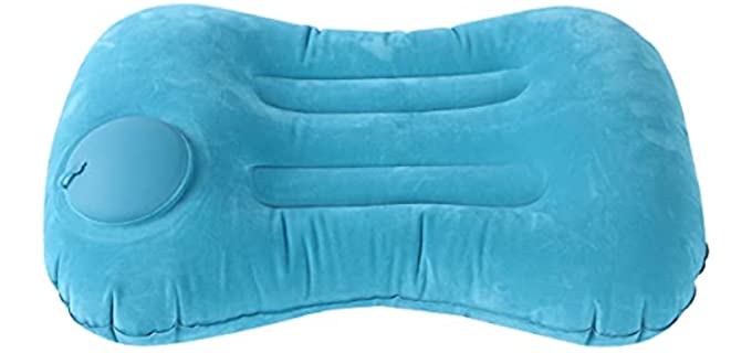 Airead Ultralight Inflatable Camping Travel Pillow - Compressible, Compact, Comfortable, Ergonomic Inflating Pillows for Neck & Lumbar Support While Camp, Hiking, Backpacking, Blue