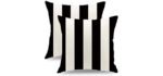 Alonar Outdoor Black and White Pillow Covers 18 x 18 Inches Black Stripe Decorative Throw Pillow Covers Set of 2 Modern Farmhouse Cushion Case Home Decor for Living Room Patio Couch Chair (Black)