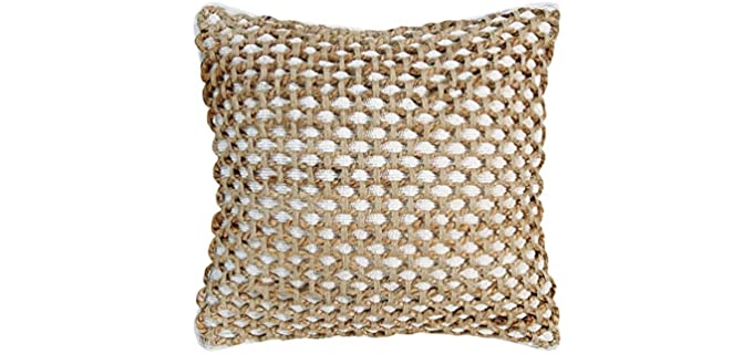 Boho Living Jada Decorative Throw Includes Accent Pillow Cover and Insert | Premium Woven Design | Living Room Décor, 20 in x 20 in, White