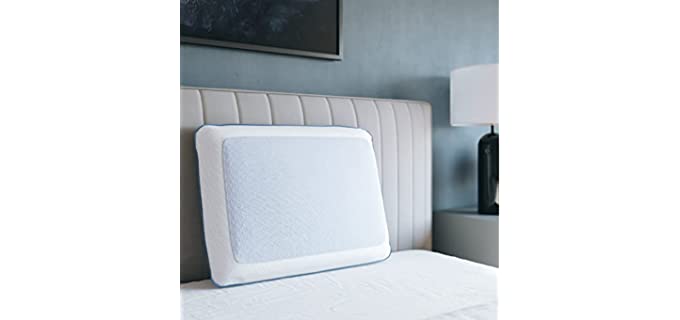Classic Brands Cool Gel Reversible Gel and Memory Foam Bed Pillow - Light Blue/White, Standard