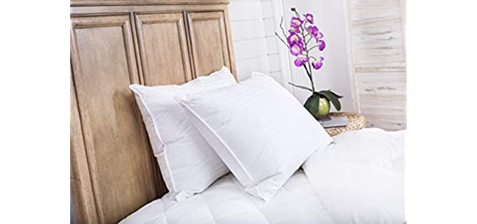 Continental Bedding SP100-Q.2 Set of 2-Superior 100% Down 700 Fill Power Hungarian White Goose Down Pillow. Queen Size, Count