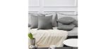 Deconovo Soft Cushion Covers Pillow Covers Faux Linen Pillow Covers with Invisible Zipper for Sofa 18x18 Inch Grey 4 Pcs Case Only No Insert