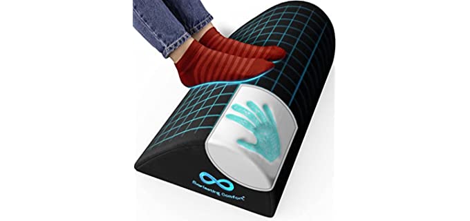 Everlasting Comfort Office Foot Rest for Under Desk - Ergonomic Memory Foam Foot Stool Pillow for Work, Gaming, Computer, Office Cubicle and Home - Footrest Leg Cushion Accessories (Black)