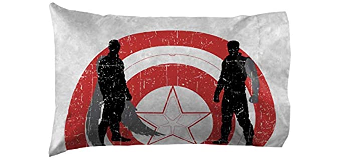 Jay Franco Marvel The Falcon and The Winter Soldier Who Will Wield The Shield 1 Single Pillowcase - Double-Sided Kids Super Soft Bedding (Official Marvel Product)