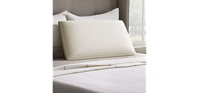 LUCID Talalay Latex Foam Mid-Loft-Medium Plush Feel-Removable Cotton Cover Pillow, Queen Size (Pack of 1), White
