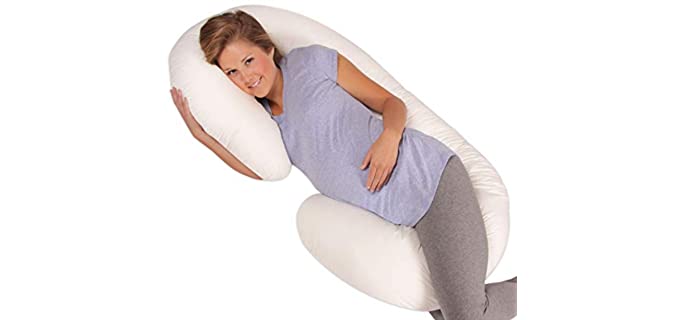 Leachco Snoogle Original Maternity/Pregnancy Total Body Pillow, Ivory 60 Inch
