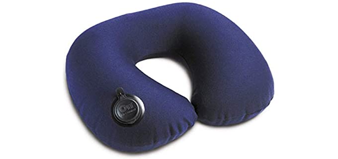 Lewis N. Clark Men's On Air Adjustable and Inflatable Neck Pillow, Blue, One Size