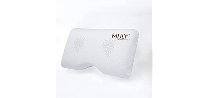 MLILY Side Sleeper Pillow, Cervical Serenity Pillow for Neck Pain, Bamboo Charcoal Infused memory foam Pillow, Aloe Vera Skin Friendly, Medium Firm, Queen