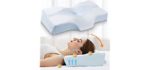 Mkicesky Side Sleeper Contour Memory Foam Pillow, Orthopedic Sleeping Pillow, Ergonomic Cervical Pillow for Neck Pain with Washable Hypoallergenic Pillowcase for Back, Stomach Sleepers (Queen Size)