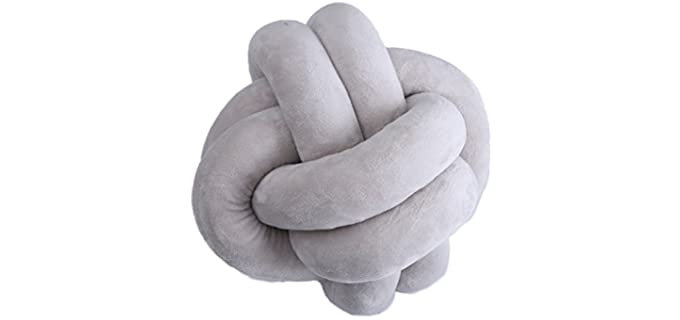 Nunubee Knot Pillow Ball Plush Cushion Toys Couch Throw Pillow Both Home Decor & Gift for Children φ18 cm / φ7.1 Inch Gray-2line-S