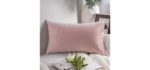 Phantoscope Velvet Decorative Throw Pillow Cover Soft Solid Square Cushion Case for Couch Light Pink 12 x 20 inches 30 x 50 cm
