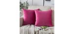 Phantoscope Pack of 2 Velvet Decorative Throw Pillow Covers Soft Solid Square Cushion Case for Couch Pink 18 x 18 inches 45 x 45 cm