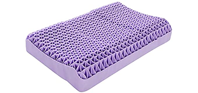 Purple Pillow by Berklan 100% Elastic Grid Ergonomic Neck Supportive Pillow Oversized Cervical Pillow for Hot Sleepers with Breathable Pillowcover Hand Washable