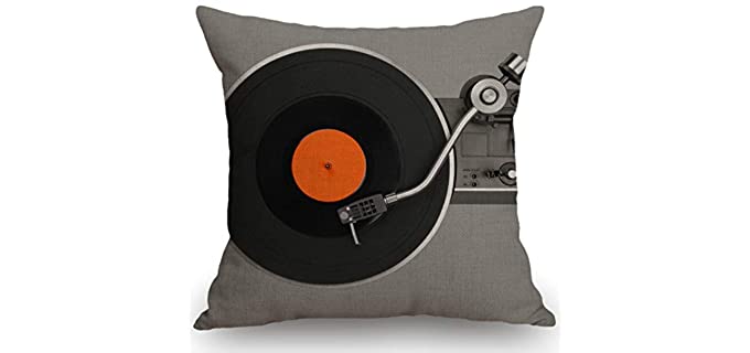 Swono Retro Vintage Vinyl Record Cotton Linen Square Throw Waist Pillow Case Decorative Cushion Cover Pillowcase Sofa 18