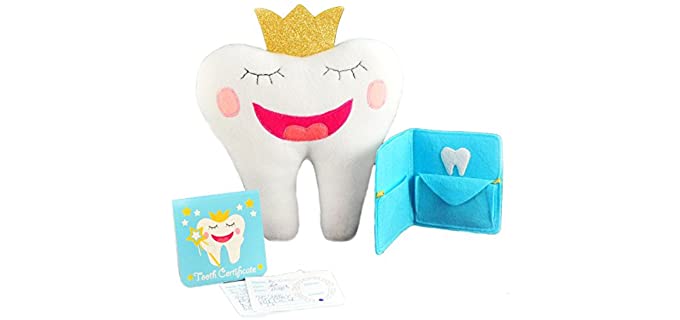 Tooth Fairy Pillow Kit With Notepad And Keepsake Pouch. 3 Piece Set Includes Pillow With Pocket, Dear Tooth Fairy Notepad, Keepsake Wallet Pouch That Holds Teeth, Notes, And Photograph.