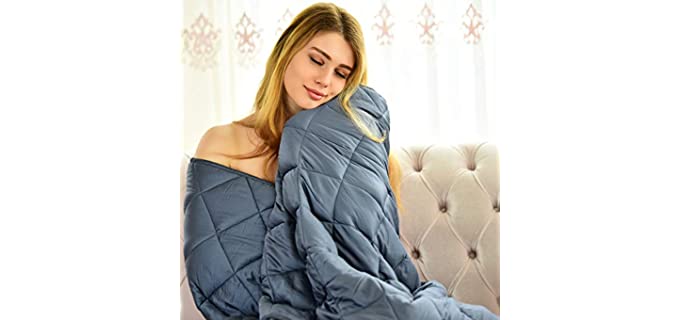 WONAP Cooling Weighted Blanket | 100% Natural Bamboo with Premium Glass Beads | 15 lbs | 48