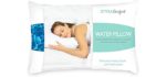 Xtra-Comfort Water Pillow - Cooling for Side, Back Sleeping in Bed - Cool Soft Memory Foam for Hot Sleepers, Night Sweats - Large Cold Ice Support for Neck Pain - Firm Orthopedic Sleep with Cover
