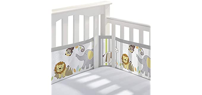 BreathableBaby Breathable Mesh Crib Liner Classic Collection Safari Fun Too Fits Full-Size Four-Sided Slatted and Solid Back Cribs Anti-Bumper 11