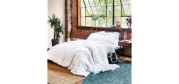 Buffy 100% Eucalyptus Lyocell Sheet Set - Silky Soft, Cool-to-The-Touch, Naturally-Dyed 4 Piece Set w/ 15” Deep Pockets (White, King)